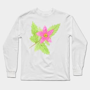 Watercolor Salmonberry Flower Long Sleeve T-Shirt